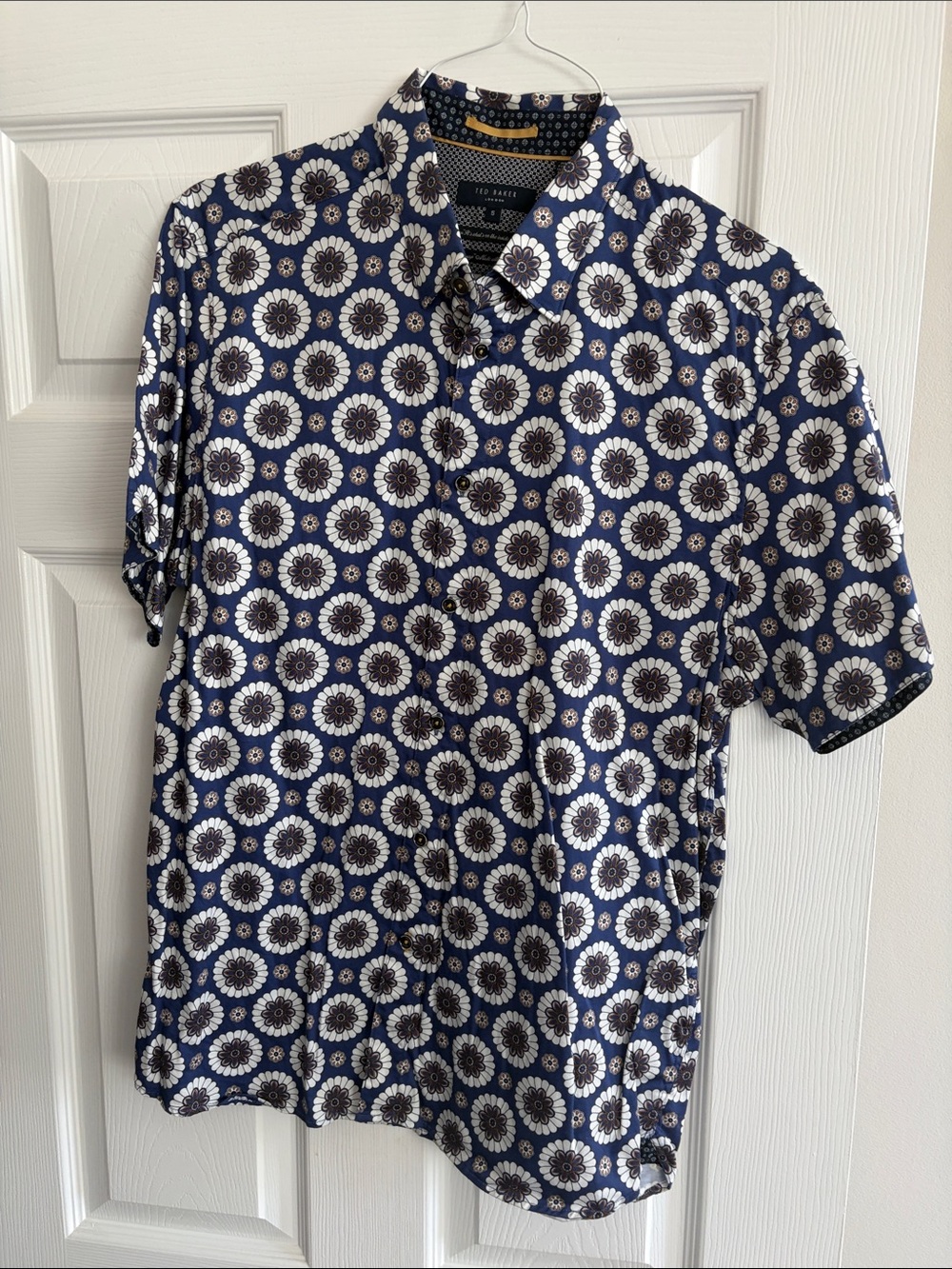 Ted Baker Navy and White Floral Button-Down Shirt